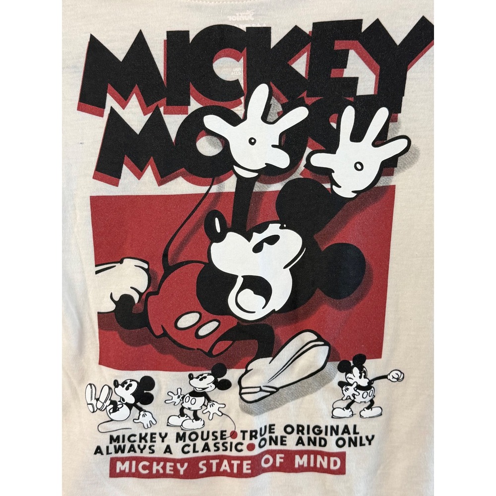 Disney Junior Kids 7 T-Shirt Cream Excellent Mickey State of Mind Graphic Tee